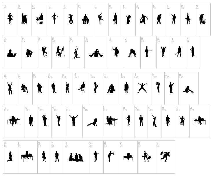 Human Silhouettes Two font map